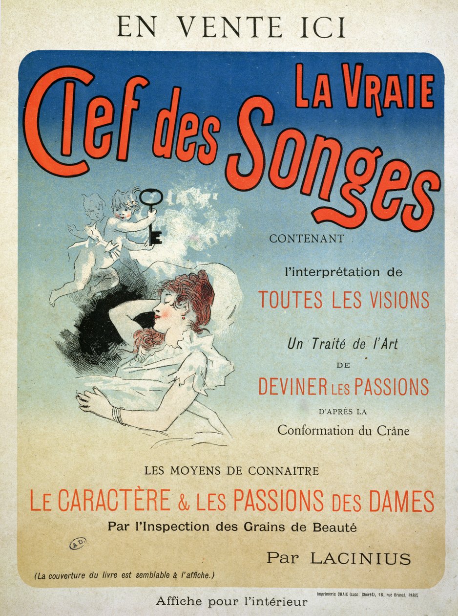 海报在1892年为Lacinius的书“The True Key of Dreams”做广告 作者 朱尔斯·切雷特（Jules Cheret）