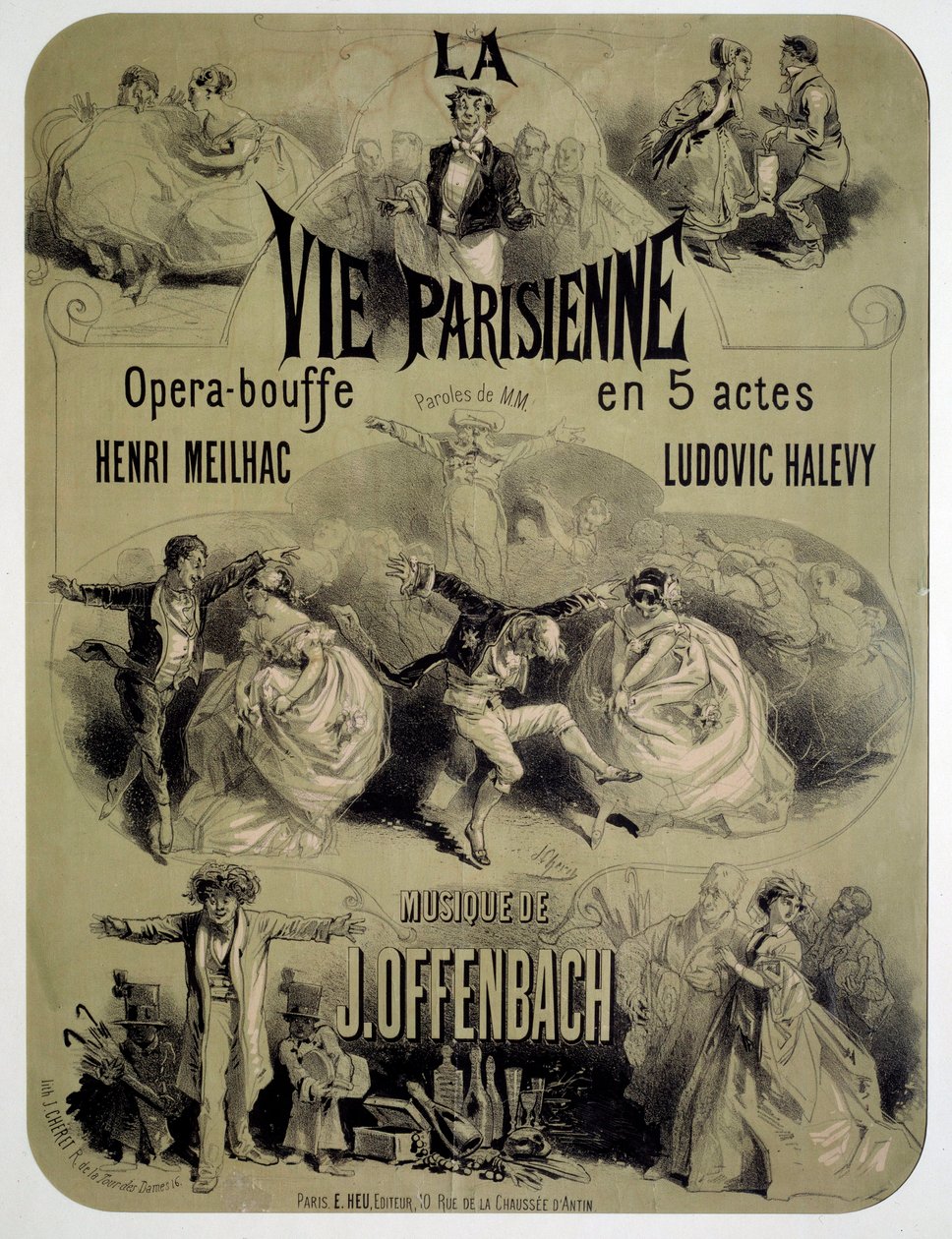 Poster for opera food “La vie parisienne” by Jacques Offenbach (1819-1880) 作者 朱尔斯·切雷特（Jules Cheret）