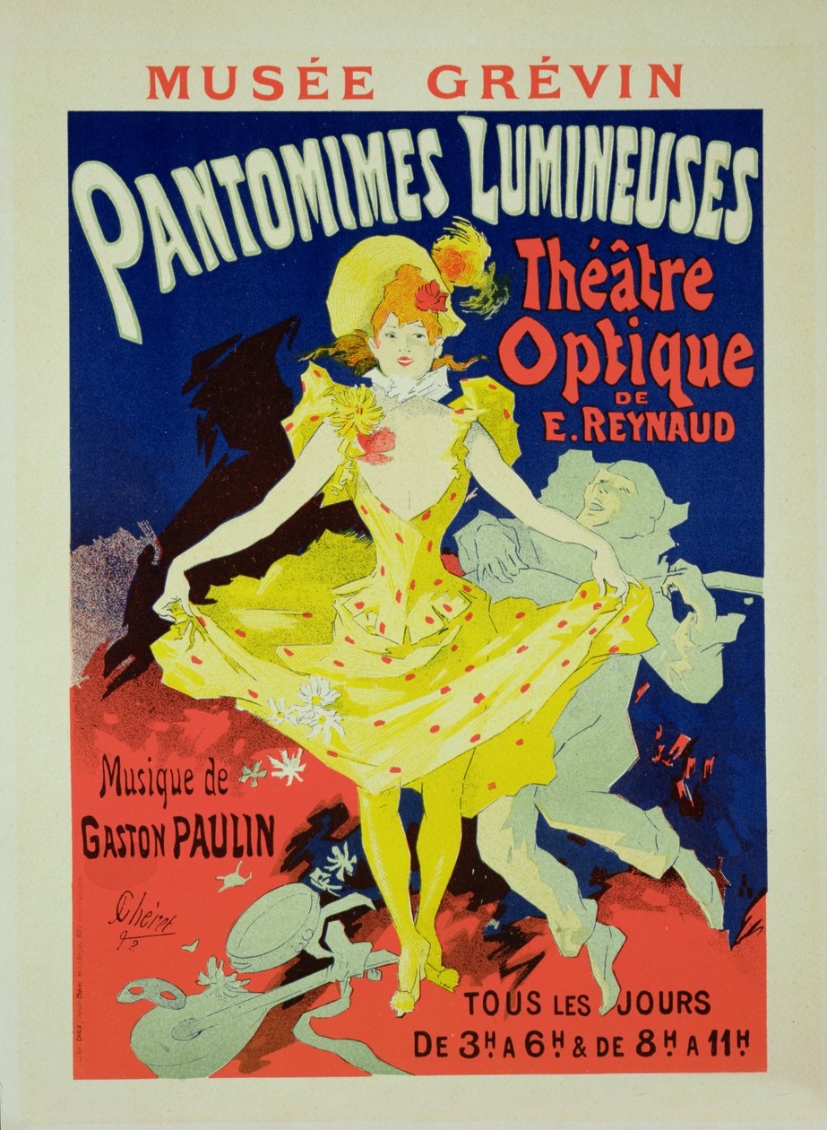1892年在格雷万博物馆复制海报广告&39;Pantomimes Lumineuses&39; 作者 朱尔斯·切雷特（Jules Cheret）
