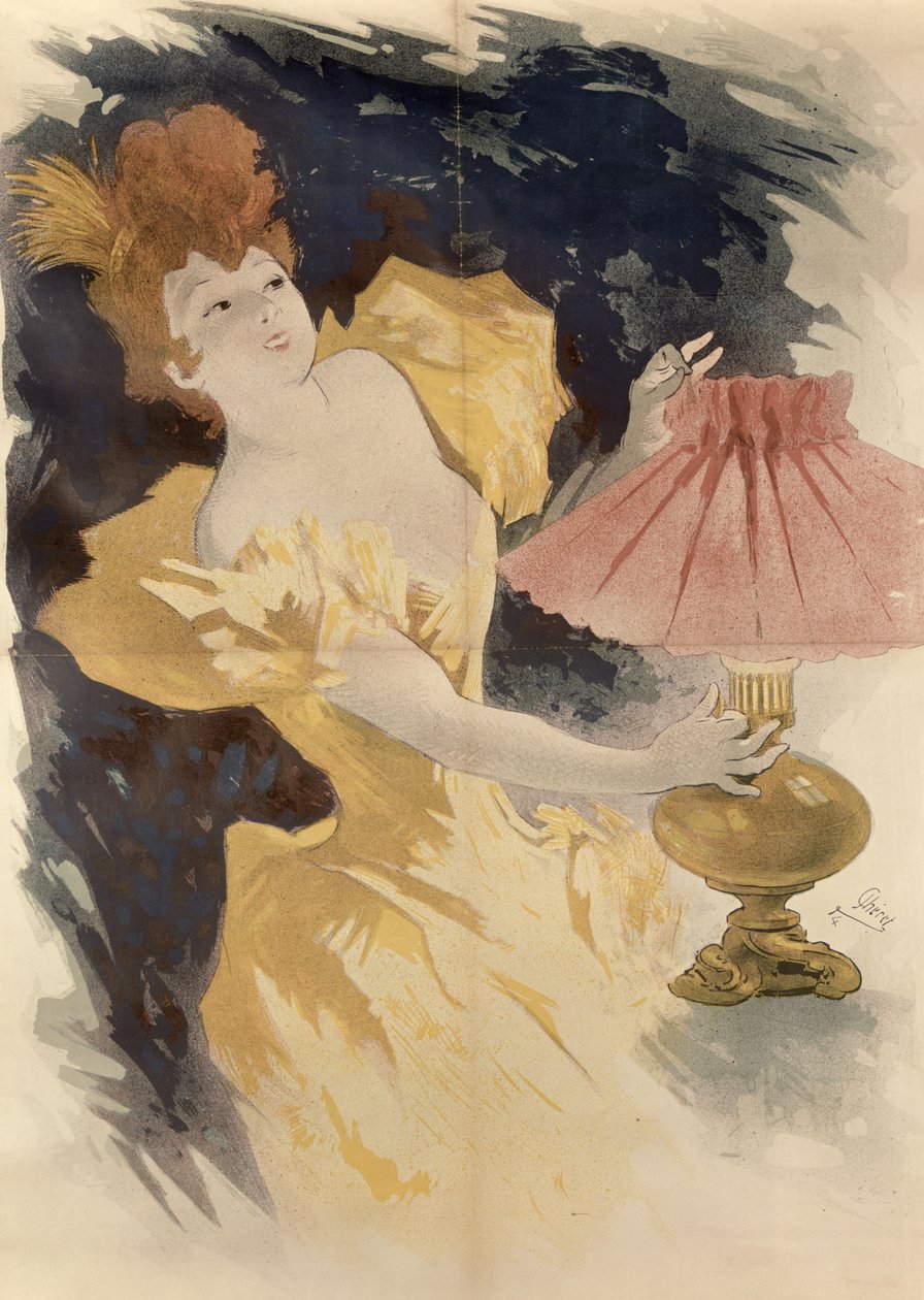 Saxoleine（灯油广告），法国1890年代 作者 朱尔斯·切雷特（Jules Cheret）