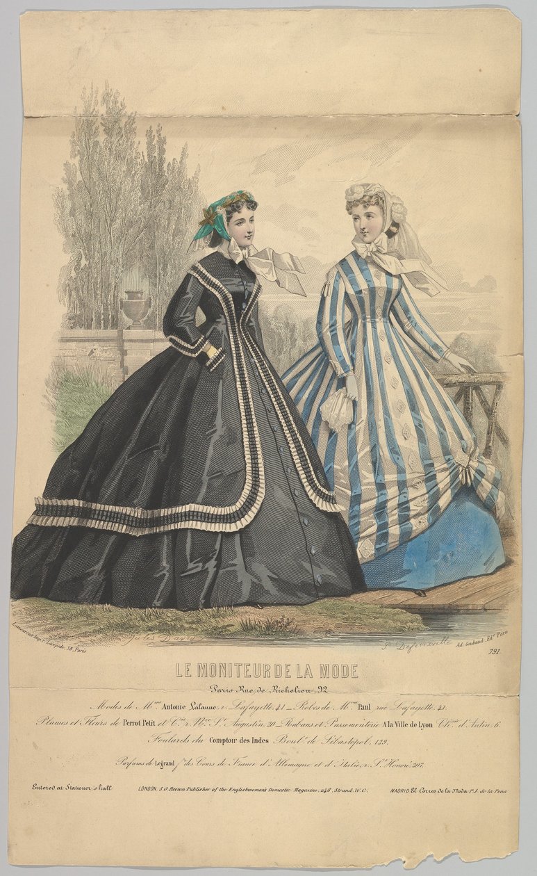 Modes de Mme。Antonie Lalanne，编号791，出自Le Moniteur de la Mode，1848年。 作者 朱尔斯·大卫