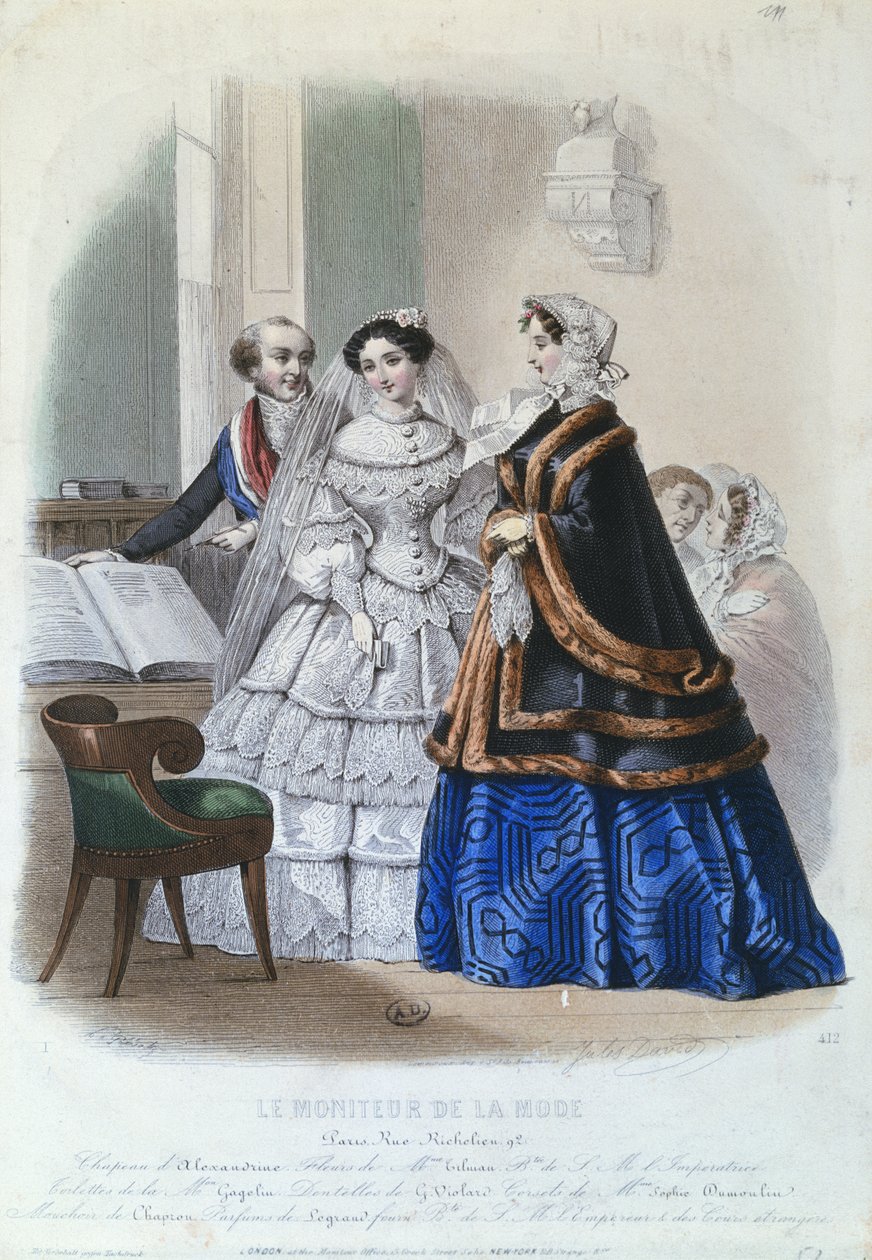 婚纱，时尚板块，来自The Fashion Monitor，1854 作者 朱尔斯·大卫