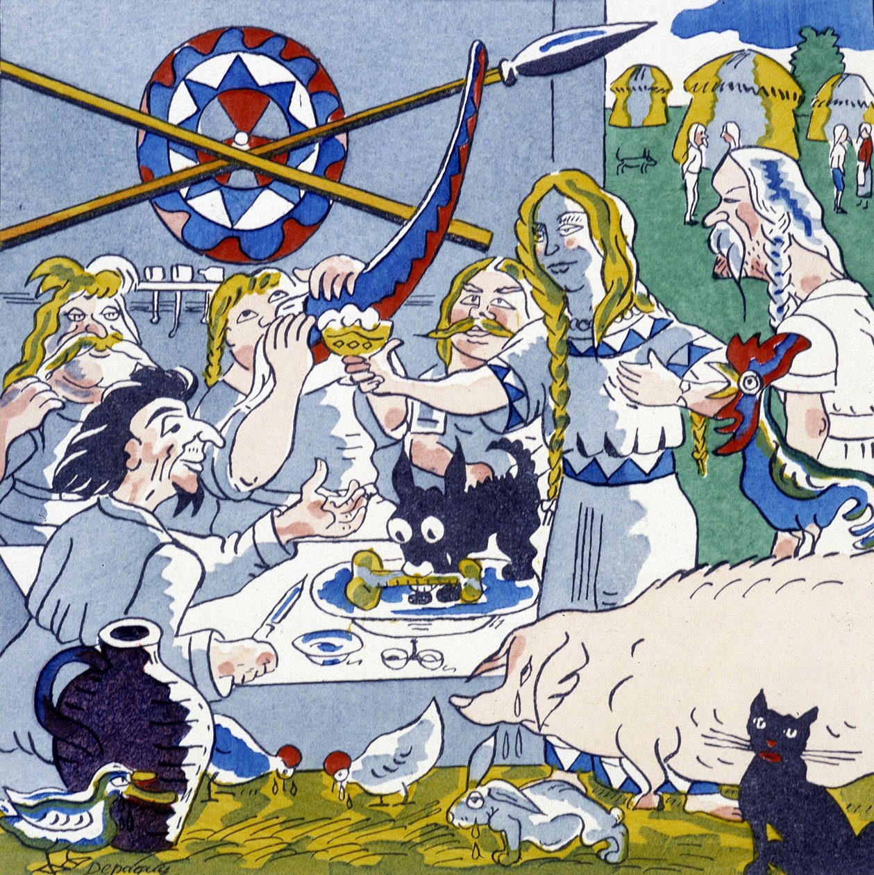 Festin (Gaul banquet), in La Gaule et les Gauls, history of France by Jules depaquit 作者 儒勒·德帕奎特