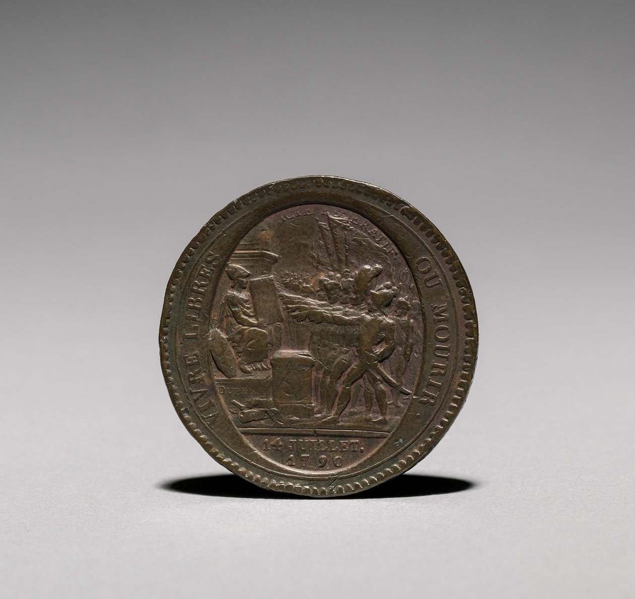 勋章：五索尔，由蒙内隆兄弟公司发行，巴黎，1792年。 作者 朱尔斯·杜佩