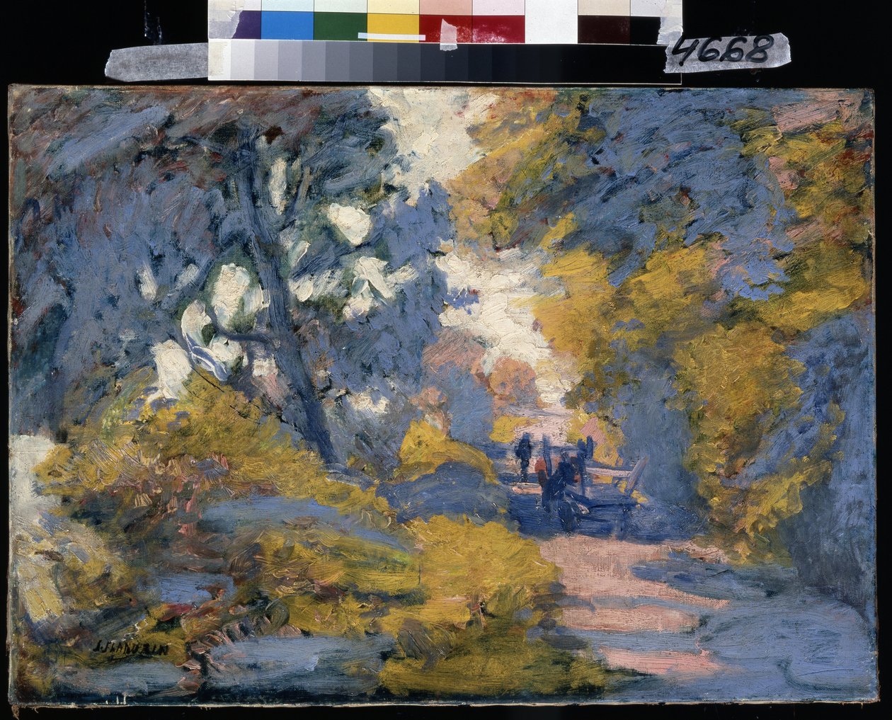 阳光明媚的路。 儒勒·莱昂·弗兰德林 (Jules Leon Flandrin) 的绘画 (Jules Leon Flandrin) 作者 朱尔斯·弗兰德琳