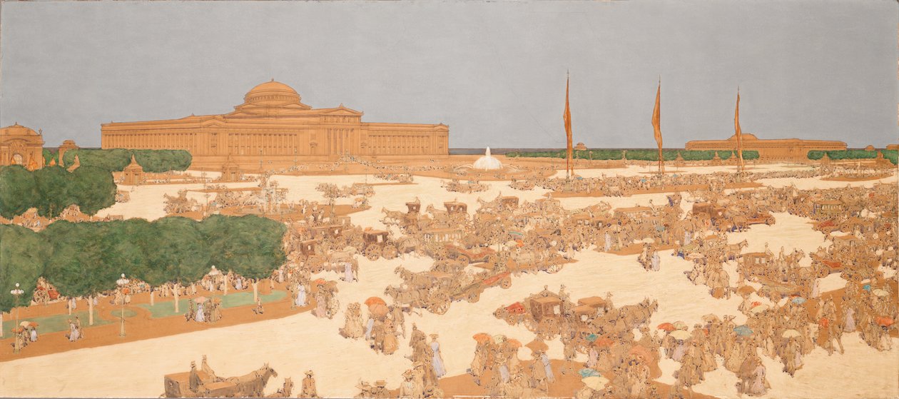 Jules Guerin 绘制的密歇根大道拟议广场的绘画（水彩） 作者 朱尔斯·格林