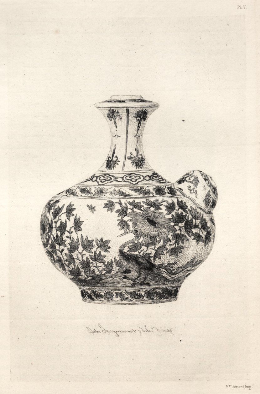 陶瓷艺术史：陶瓷艺术史：对古今中外陶瓷的描述性和哲学研究》：波斯：软瓷--"西摩格 "纹饰（图版 VI） 作者 儒勒·雅克马尔