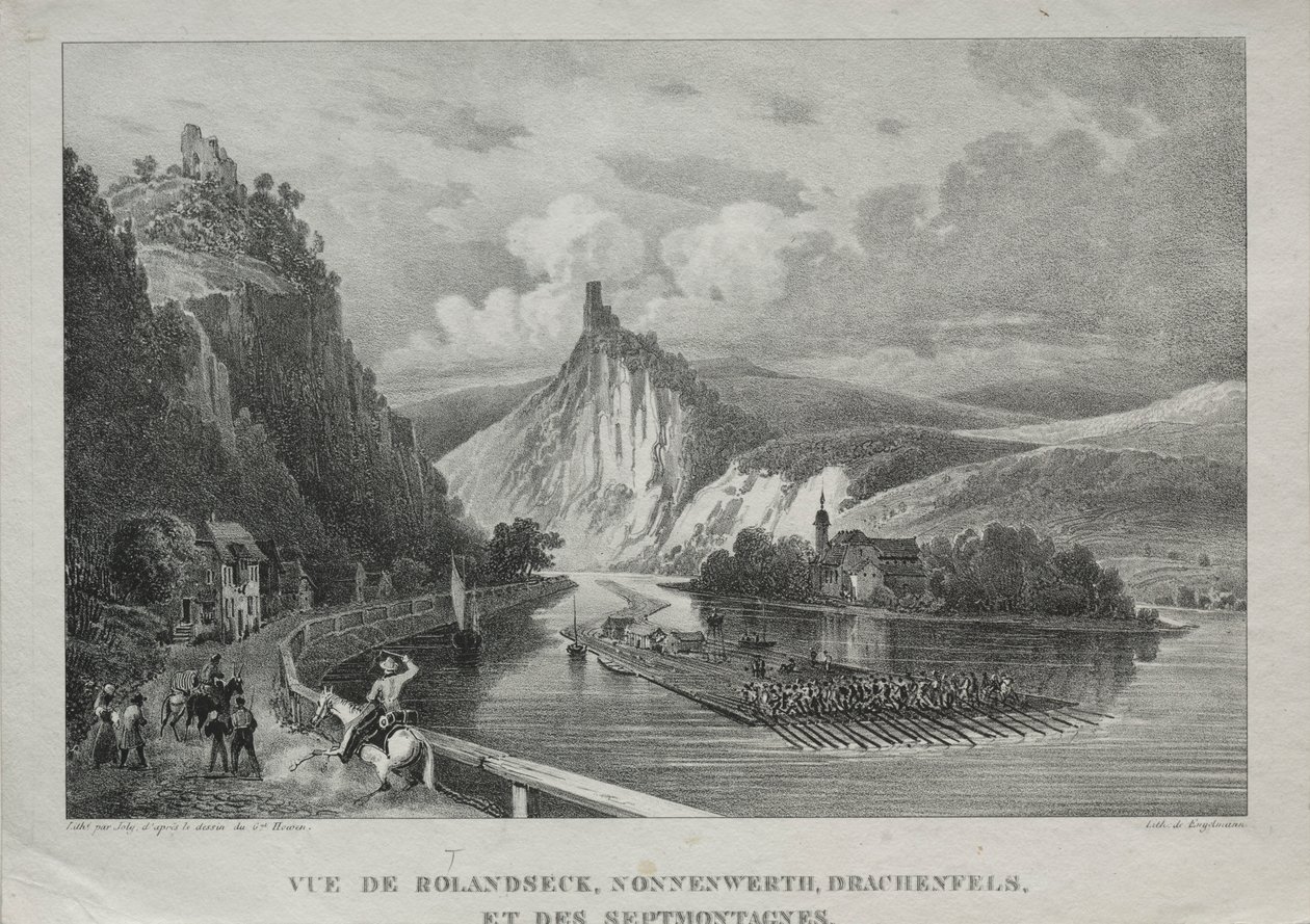 Rolandseck、Nonnenwerth、Drachenfels和Siebenbirge的景观。 作者 Jules Jean Baptiste de Joly