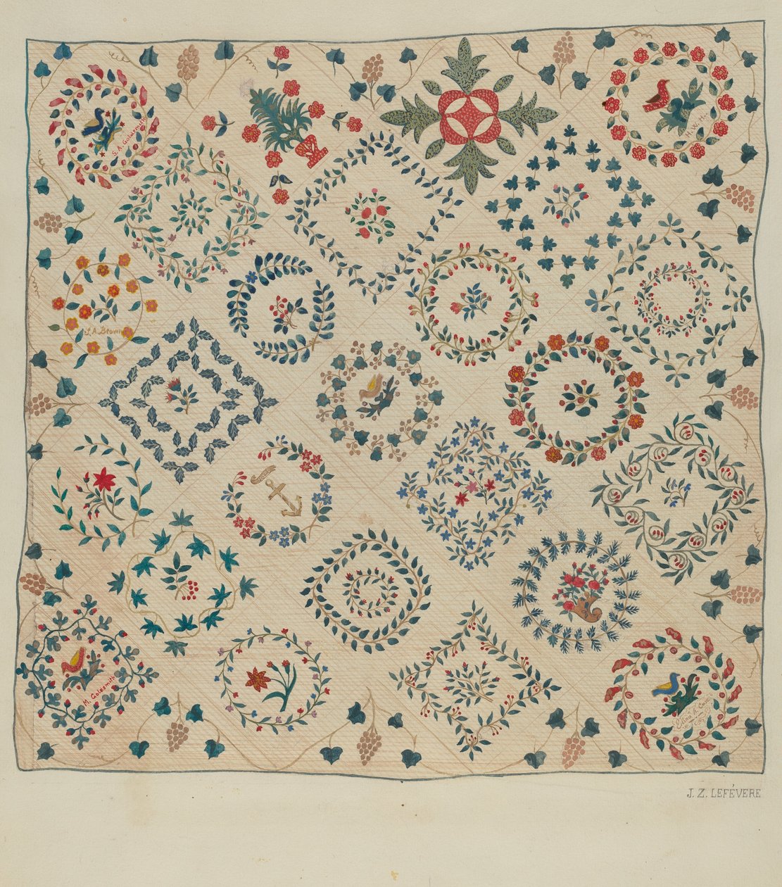 贴花盖毯，约1936年。 作者 儒勒·勒费弗尔