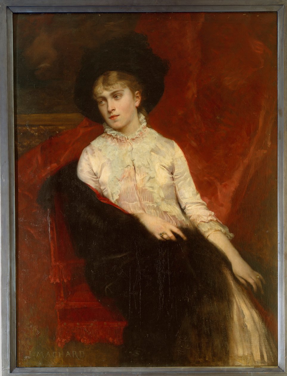 珍妮·杜马斯·戴维·德拉·帕耶特里 (Jeanine Dumas Davy de la Pailleterie，1867-1943 年) 的肖像 亚历山大·杜马斯 (Alexandre Dumas) 的女儿，欧内斯特·奥特里夫 (Ernest Hauterive) 的妻子 儒勒·路易斯·马查德 (Jules Louis Machard，1839-1900) 的绘画，十九世纪维莱尔·科特雷 (Villers Cotterets)。 大仲马博物馆 作者 朱尔斯·路易斯·马查德