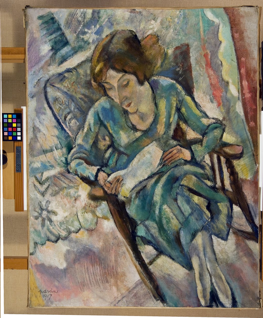 绿读书的女孩，1917年 作者 朱尔斯·帕辛