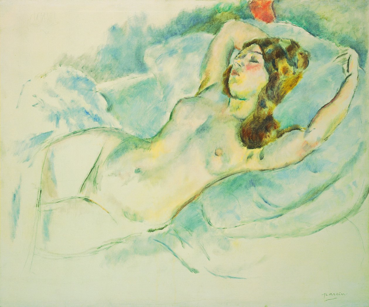 裸体女人斜倚；卧着的裸体女人，1920-1925 作者 朱尔斯·帕辛