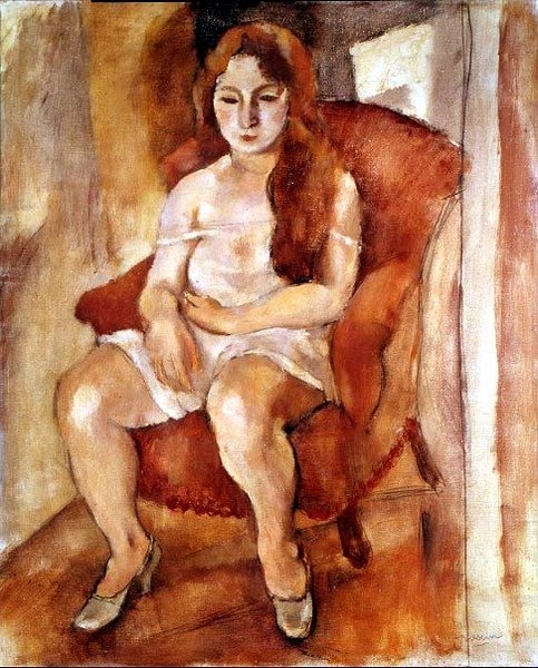 坐着的女人（布面油画） 作者 朱尔斯·帕辛