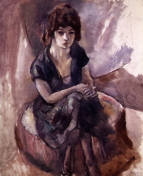 坐着的年轻女人（布面油画） 作者 朱尔斯·帕辛