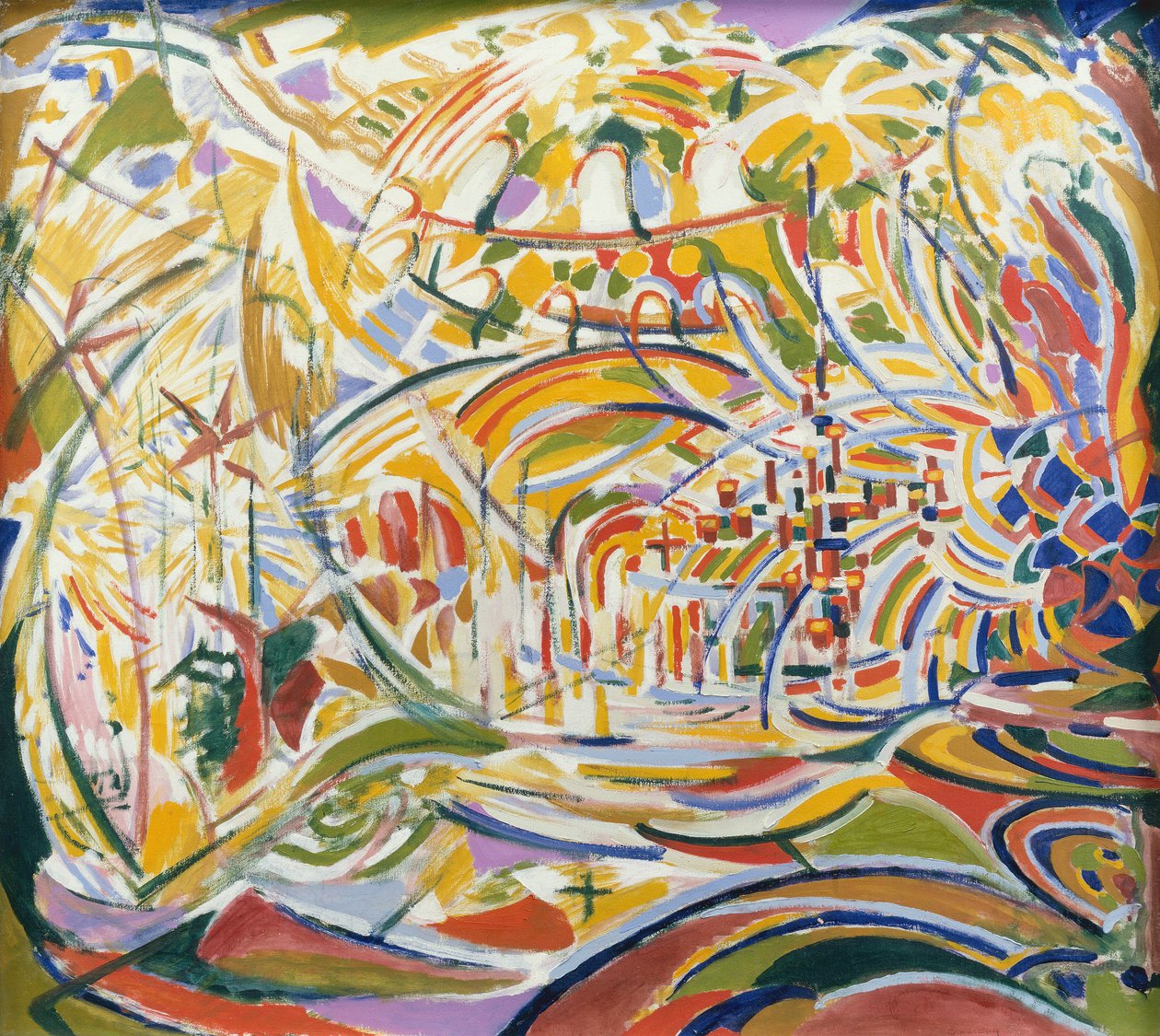 金色旗帜和遮阳伞 圣马可广场（布面油画） 作者 朱尔斯·史马尔济高（Jules Schmalzigaug）