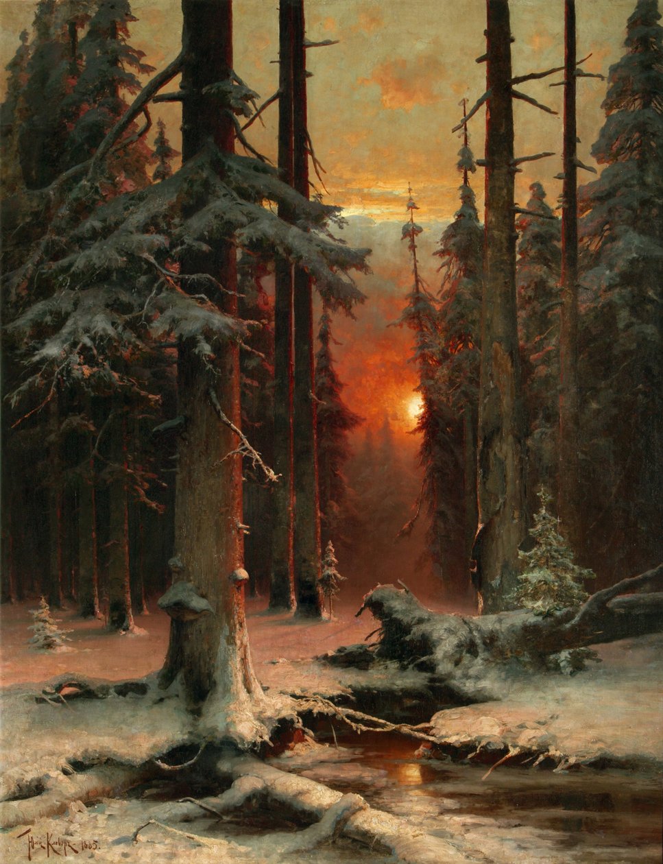 雪在森林里，1885年 作者 朱莉·朱利耶维奇·克莱弗
