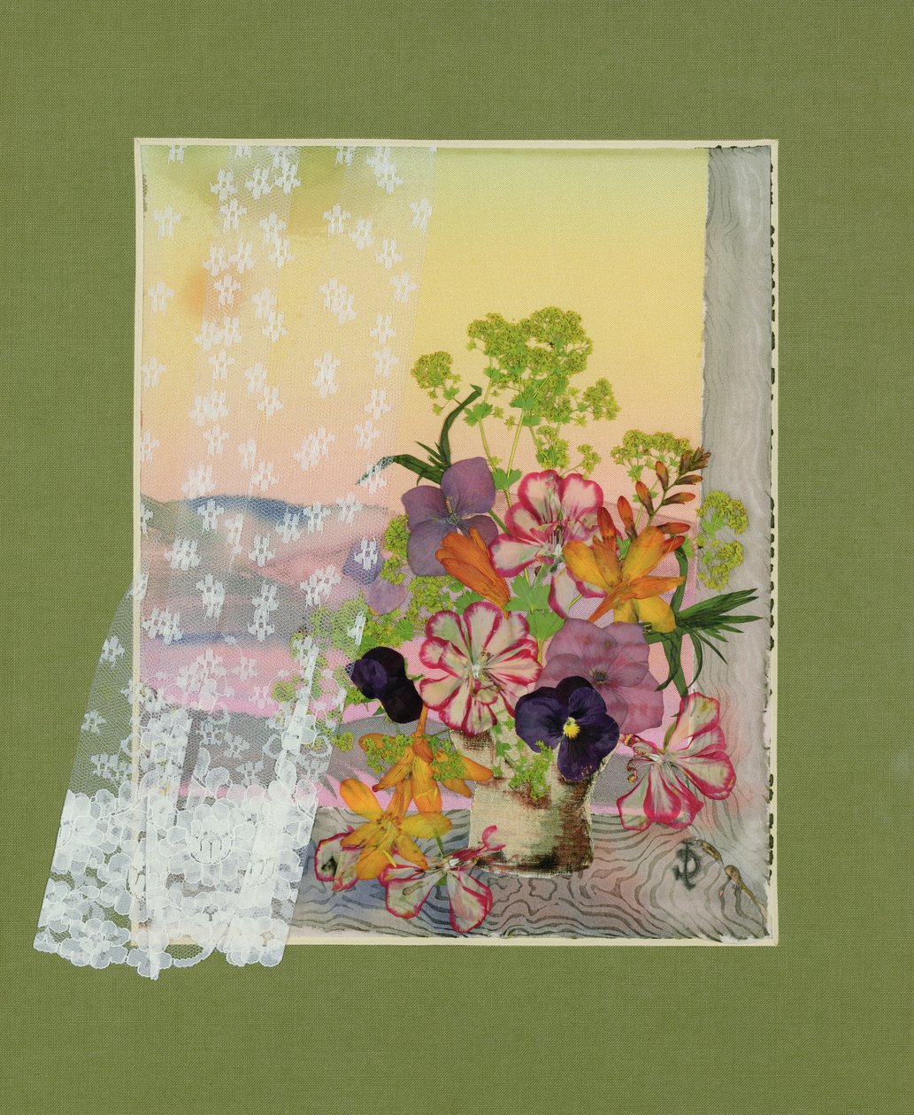 Mixed flowers in a vase on a windowsill 作者 朱莉娅·吉布森（Julia Gibson）