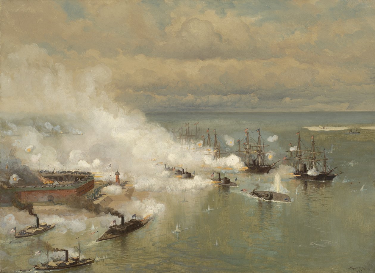 阿拉巴马州移动湾战役，1886年（亚麻油） 作者 朱利安·奥利弗·戴维森