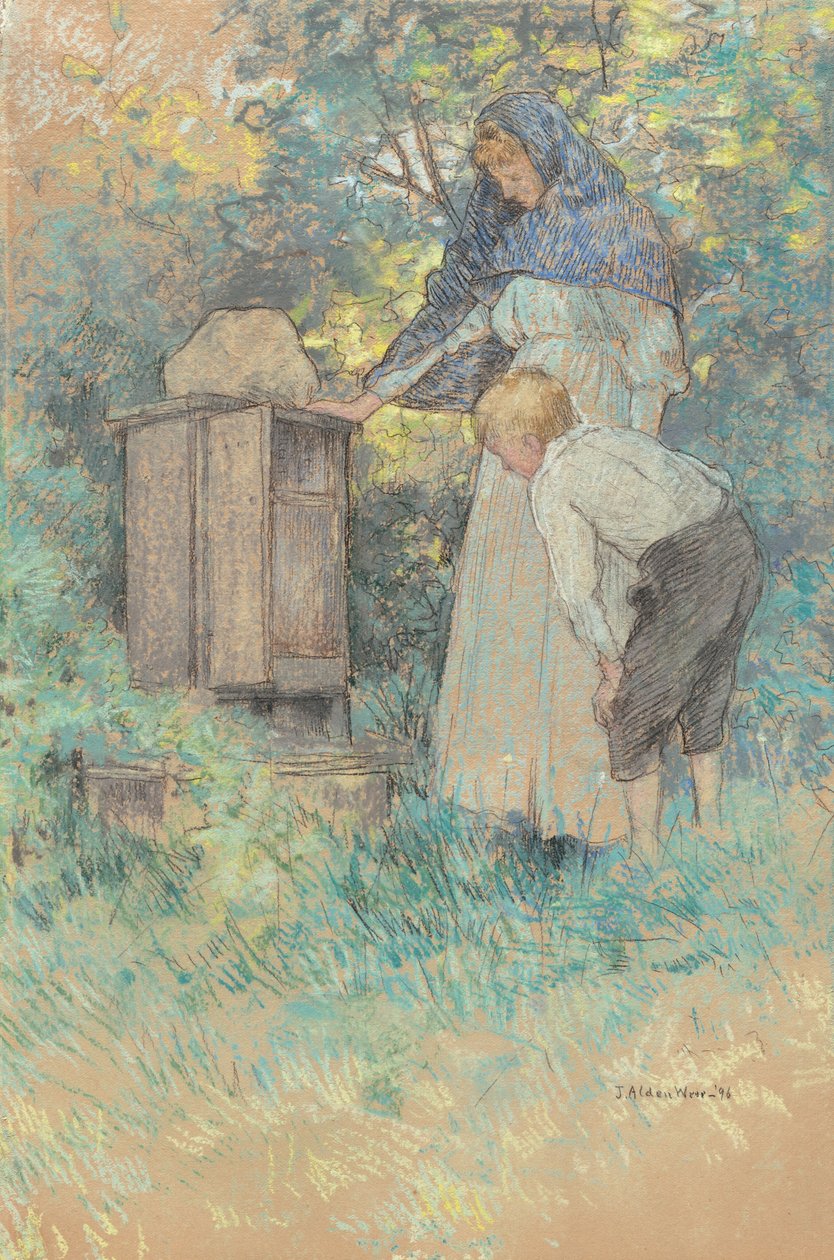 观察蜜蜂》，1896年。 作者 朱利安·奥尔登·威尔