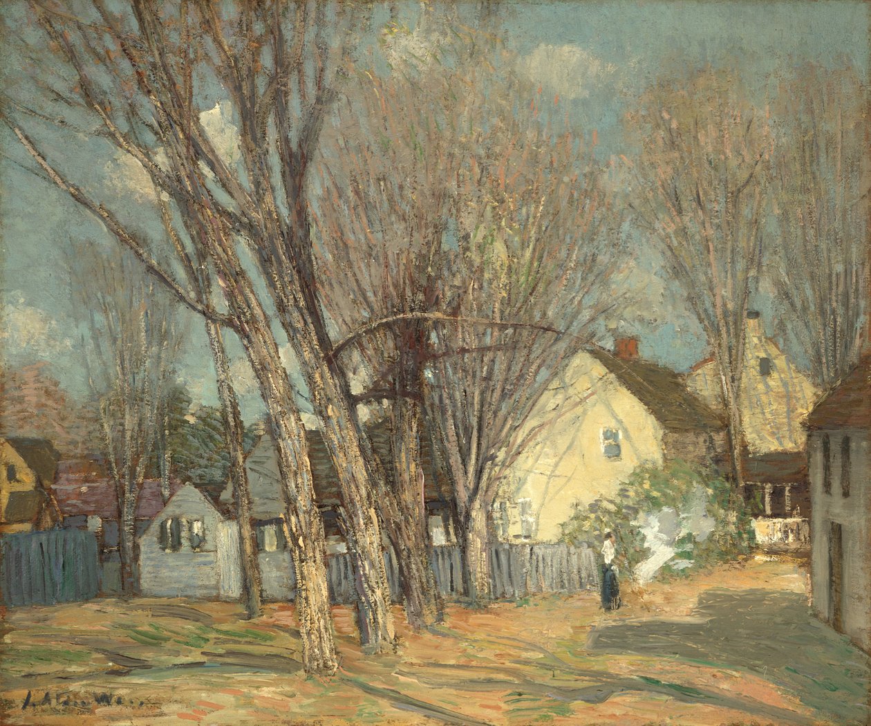 温德姆村，约 1913-14 年（桃花心木板上的油画） 作者 朱利安·奥尔登·威尔