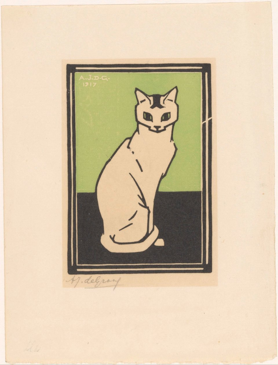 坐着的猫 作者 Julie de Graag（艺术家签名）