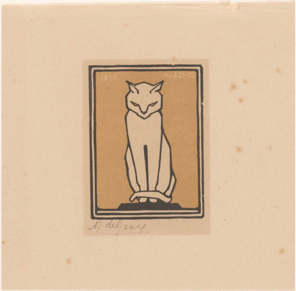 坐着的猫 作者 Julie de Graag（艺术家签名）