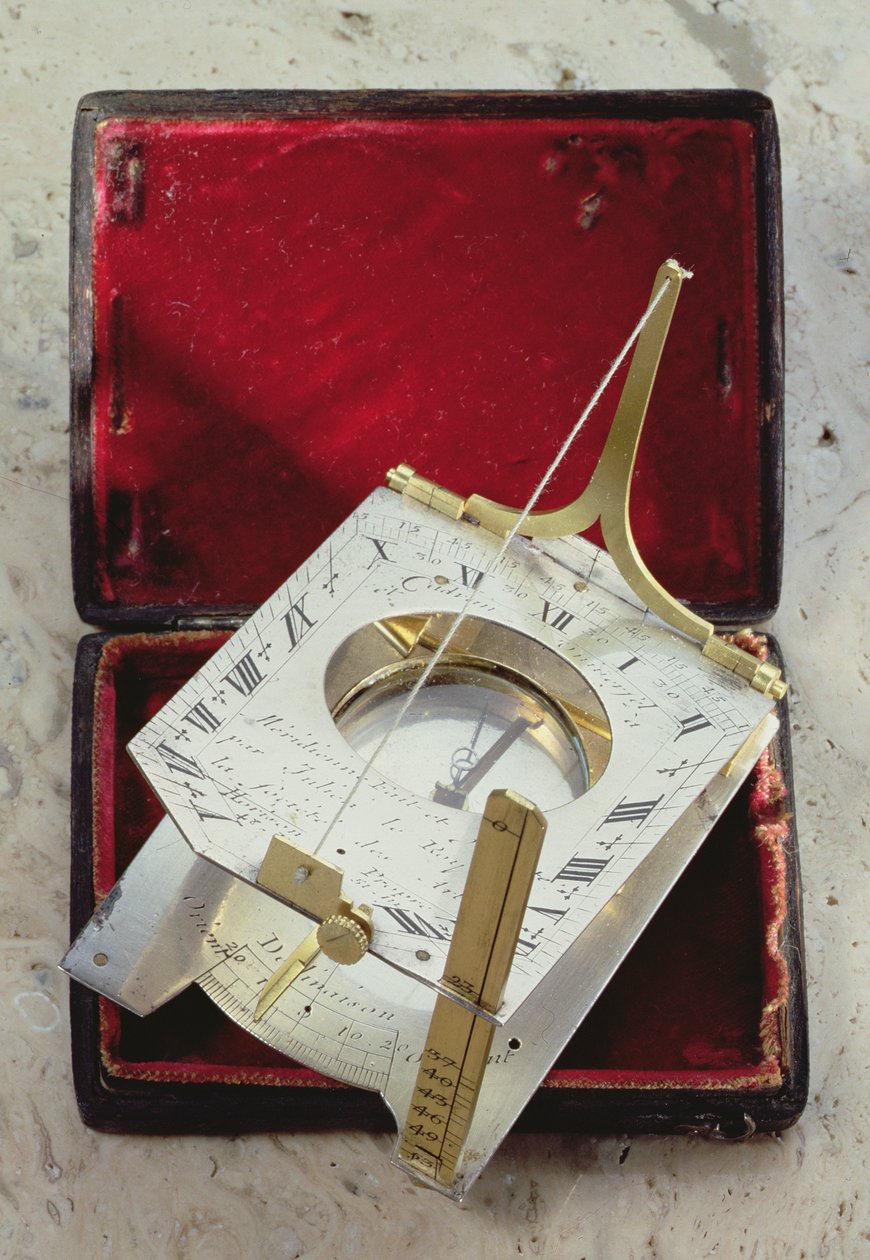 Universal Inclining Sundial，来自巴黎艺术学会，1730年（银色和镀金黄铜） 作者 朱利安·罗伊（Julien Le Roy）