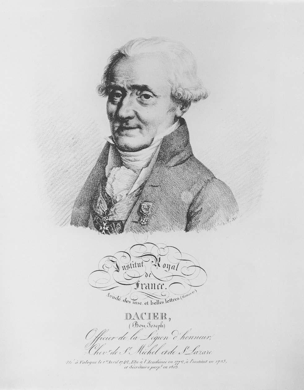 Bon-Joseph Dacier（1742-1833），来自“着名院士肖像集”，1820年 作者 朱利安·利奥波德·博伊（Julien Leopold Boilly）