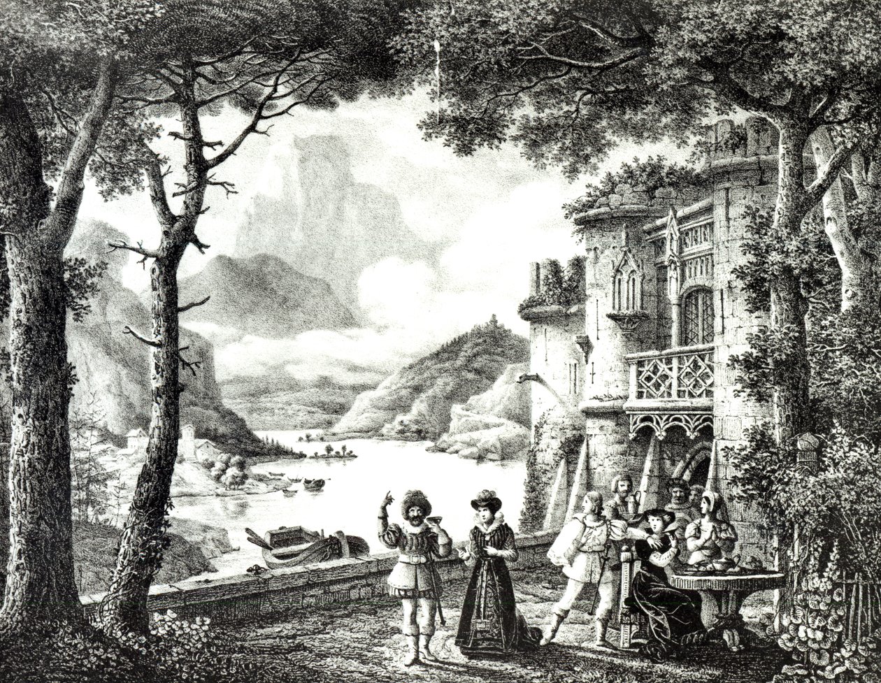 由Guilbert de Pixerecourt担任&39;Le Chateau de Loch-Leven&39;第三幕的舞台，于1822年12月3日在Theatre de la Gaite剧院演出 作者 朱利安·米歇尔·古