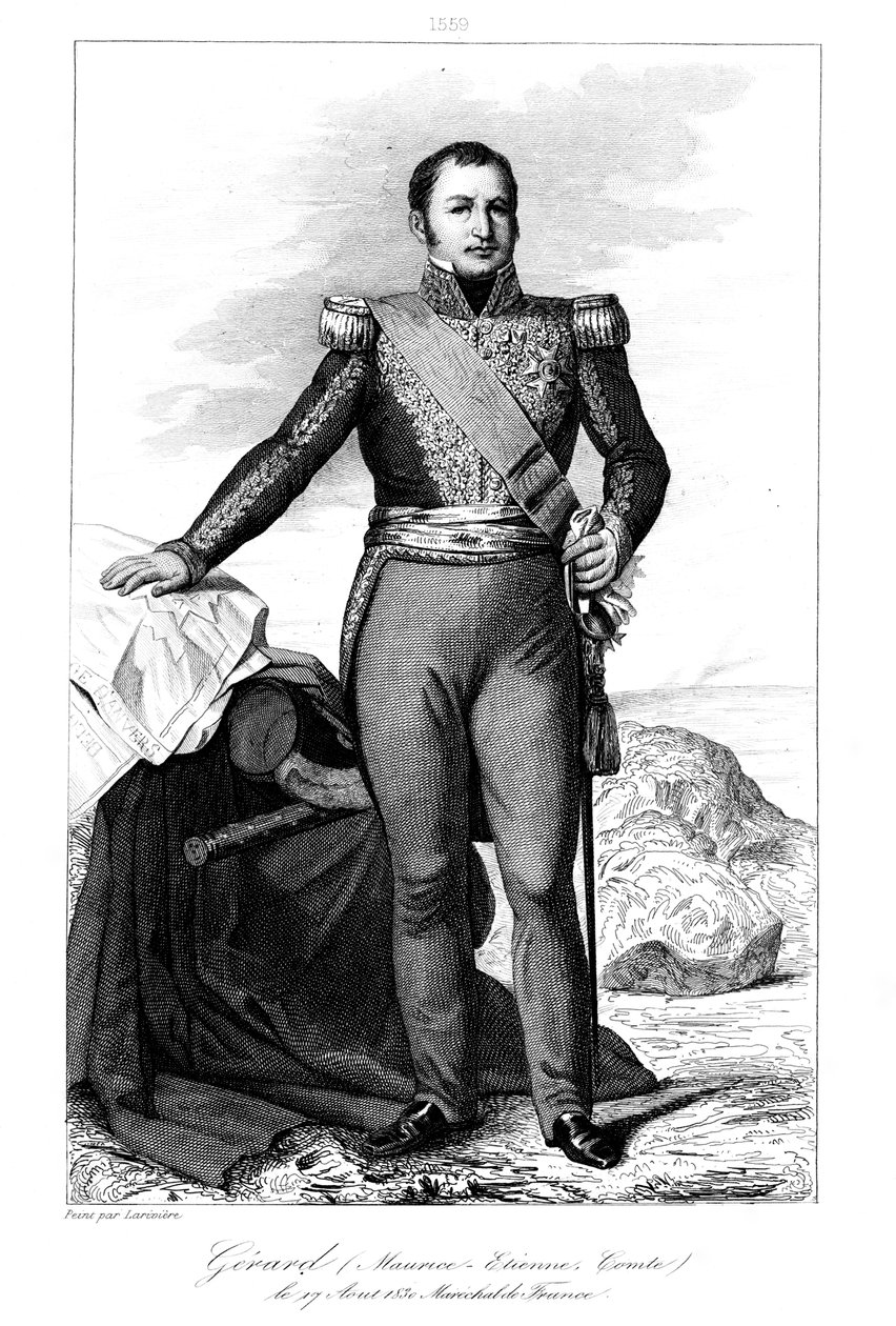 艾蒂安·莫里斯·杰拉德（Etienne Maurice Gerard），1773-1852年，法国将军和政治家，1839年。 作者 朱利安·利奥波德·博伊（Julien Leopold Boilly）