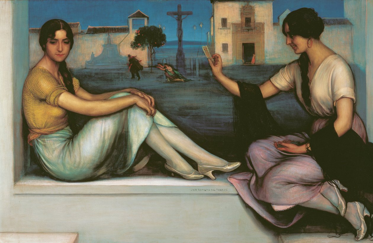 算命 - Romero de Torres, Julio (1874-1930) - 1922 - 布面油画 - 106x163 - 马拉加卡门-蒂森博物馆 作者 朱利奥·罗梅罗·德·托雷斯