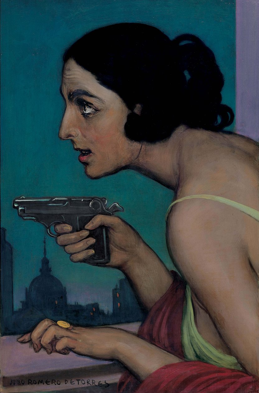 带枪的女人，1925年。 作者 朱利奥·罗梅罗·德·托雷斯