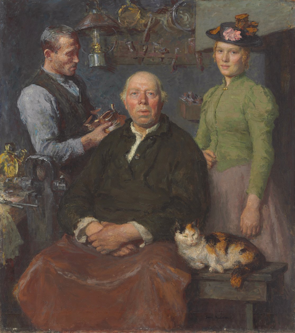 铁匠铺，约1910年（布面油画） 作者 朱利叶斯·加里·梅尔彻斯