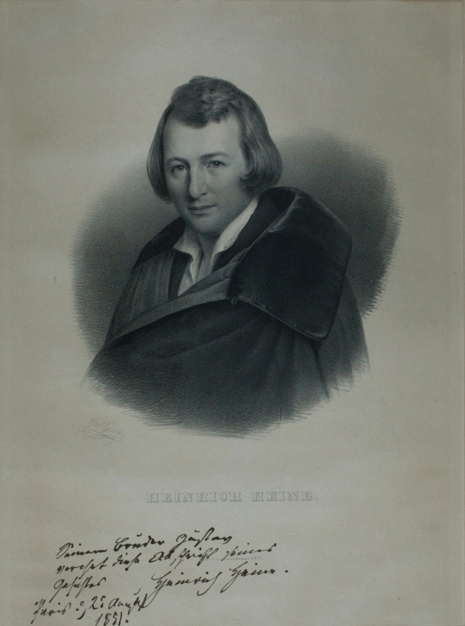诗人Heinrich Heine的肖像1797-1856，1839年 作者 朱利叶斯·吉尔（Julius Giere）