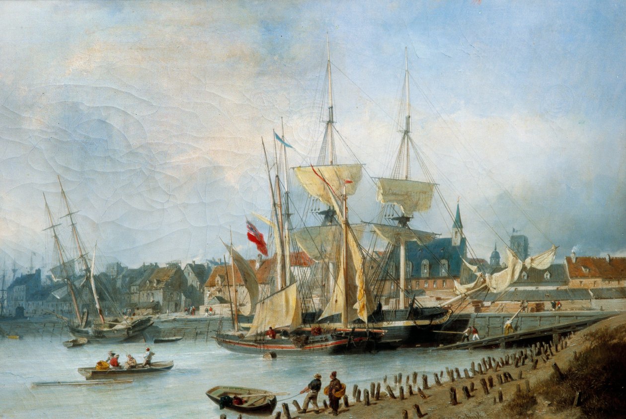 朱尔斯·欣茨 (1805-1862) 绘画的迪耶普港入口 作者 朱利叶斯·辛兹