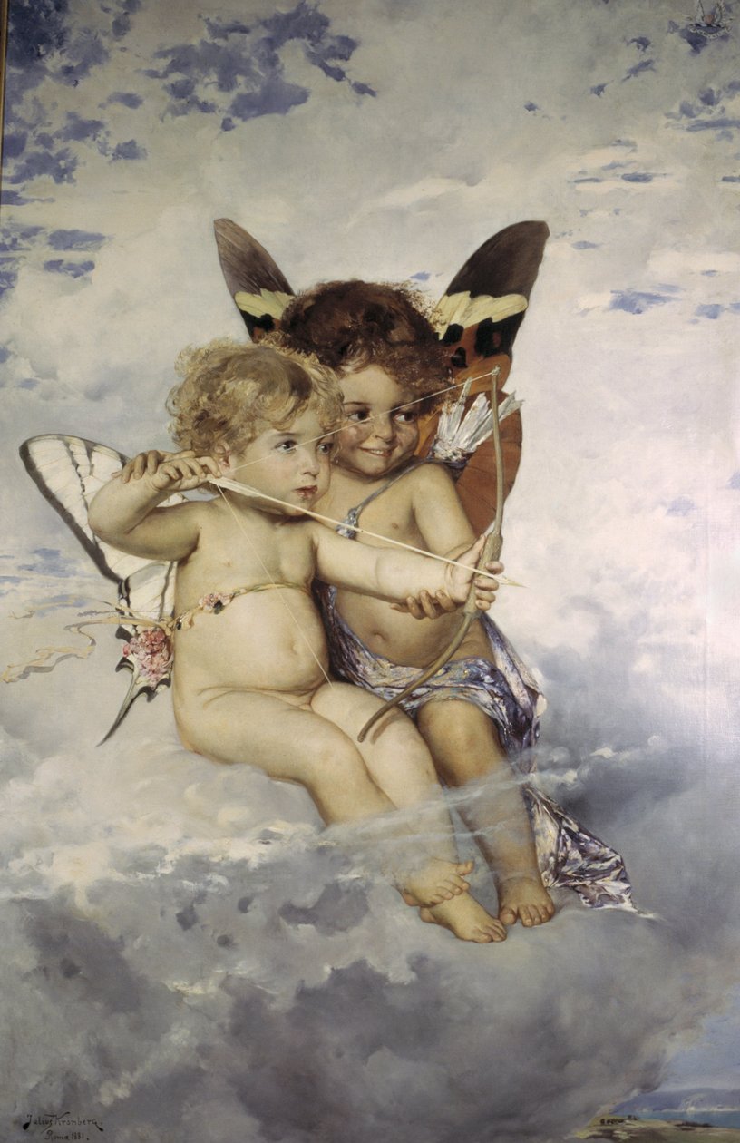 Cupidons - Cupids, by Kronberg, Julius (1850-1921). Oil on canvas 作者 朱利叶斯·科隆伯格