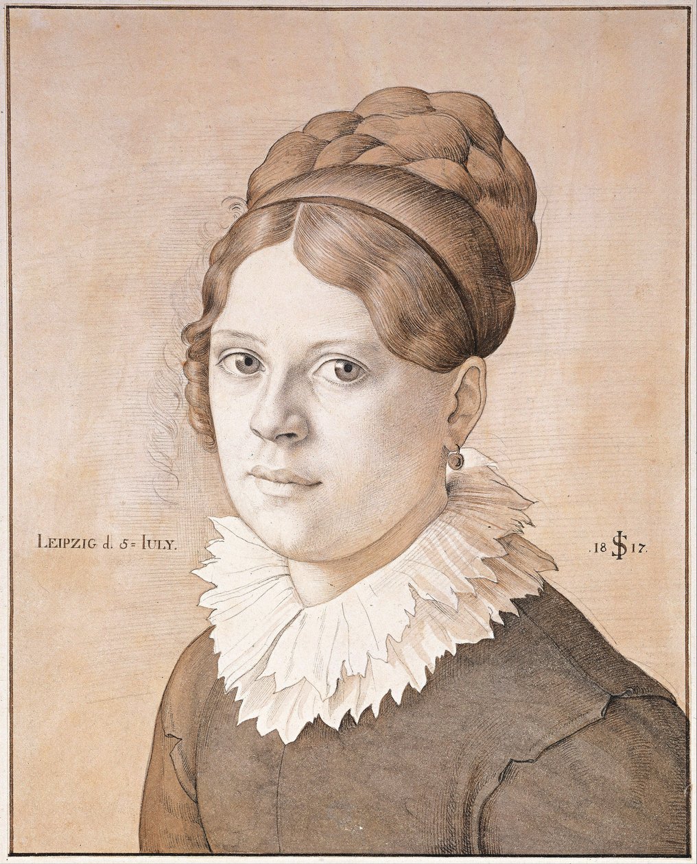 Henriette Schnorr von Carolsfeld的肖像，1817年 作者 朱利叶斯·施诺尔·冯·卡洛斯菲尔德