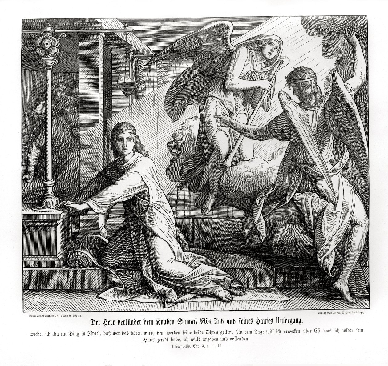 撒母耳收到以利死亡的预言 作者 朱利叶斯·施诺尔·冯·卡洛斯菲尔德
