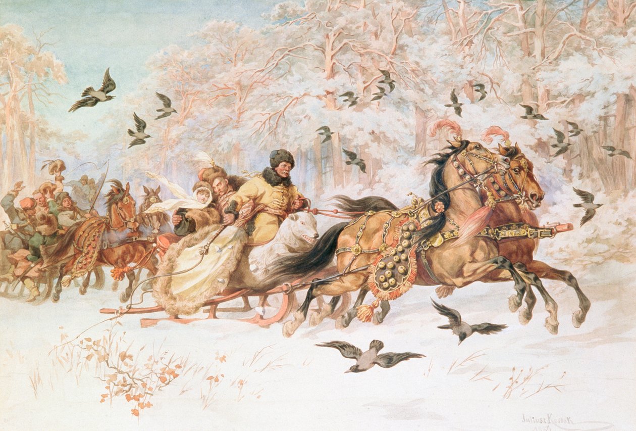Oleula和Kmicic在Kulig，c.1887 作者 朱利叶斯·福图纳特·科萨克