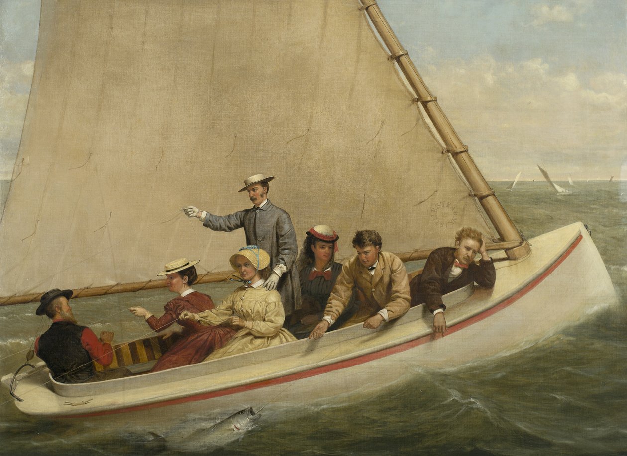 1871年在大南湾的一艘Catboat钓鱼 作者 尤尼乌斯·布鲁图斯·斯登