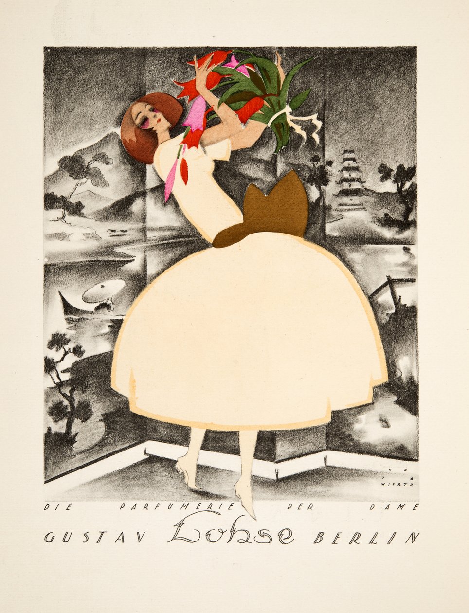 Gustav Lohse，柏林，女士香水的广告，来自Styl，pub.1922（pochoir print） 作者 朱普·维尔茨