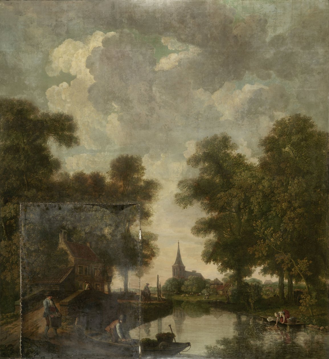 壁纸画有荷兰风景和河流 作者 Jurriaan Andriessen (归因于)