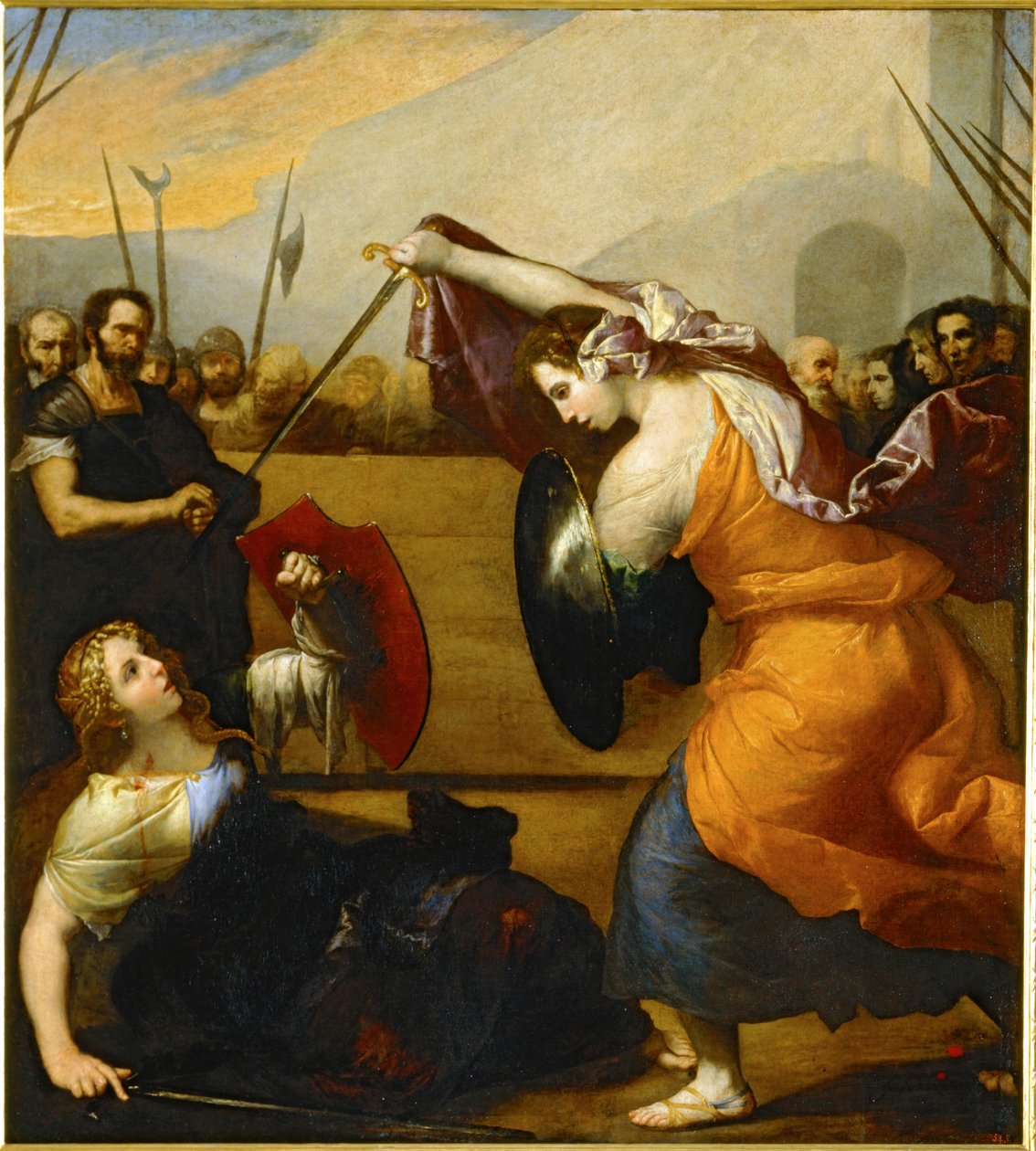 Isabella de Carazzi 和 Diambra de Pottinella 的决斗......（布面油画） 作者 胡塞佩·德·里贝拉（1591-1652）