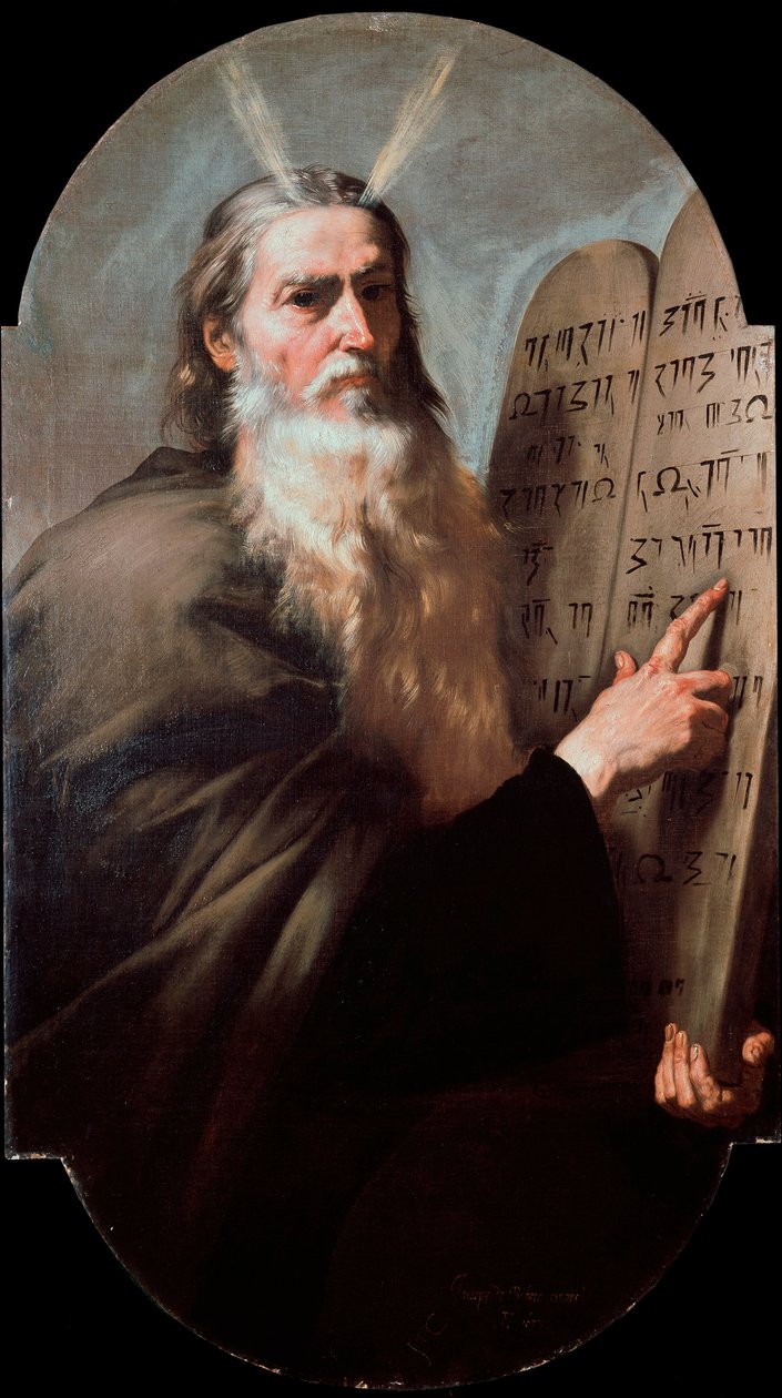 Moise 先知是持有律法书的代表。 Jusepe de Ribera 画作 Lo Spagnoletto (1591-1652) 1638 Dim.168x97 cm 那不勒斯，Museo di San Martino 作者 朱塞佩·德·里贝拉