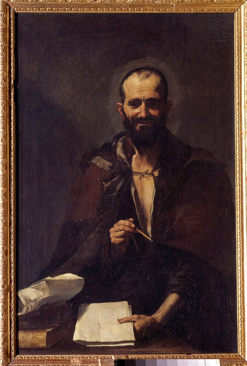 阿基米德（约公元前287-212年）的表现 绘画：Jusepe de Ribera dit Lo Spagnoletto（约1590-1652年） 17世纪 太阳。125x81厘米 马德里，普拉多博物馆 作者 朱塞佩·德·里贝拉
