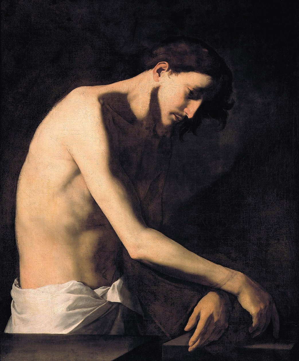 The Flagellation of Christ par Ribera, Jose, de (1591-1652)。布面油画，尺寸：99x81，约 1620 年，都灵萨巴达画廊 作者 朱塞佩·德·里贝拉