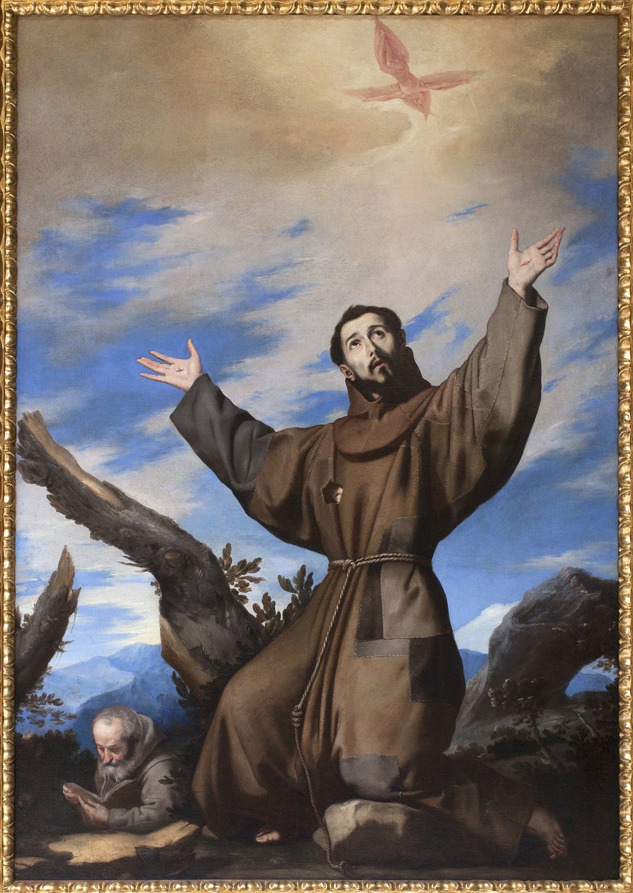 阿西西的圣方济各的污名化。 Jose de Ribera dit il Spagnoletto“西班牙人”（1591-1652）工作室的绘画，布面油画 作者 朱塞佩·德·里贝拉