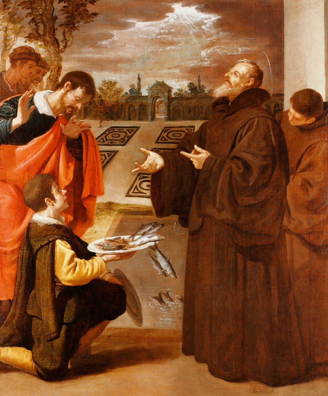 保拉的圣弗朗西斯（Saint Francis）保佑鱼， 作者 朱塞佩或何塞·莱昂纳多