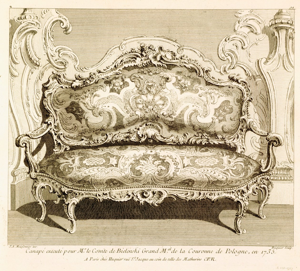 沙发，Messioner，Just Aurele（1695-1750），装饰艺术应用于工业艺术，1734 作者 JusteAurèleMeissonnier