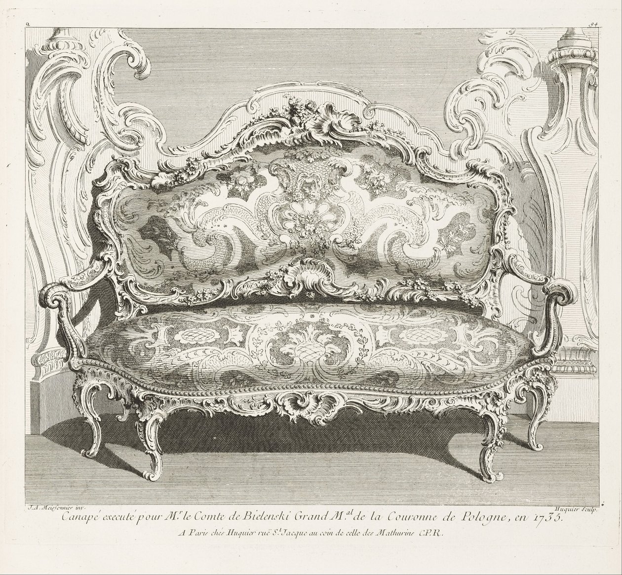 沙发于1735年为波兰王室的Bielinski Grand M.al伯爵执行。沙发... 作者 JusteAurèleMeissonnier